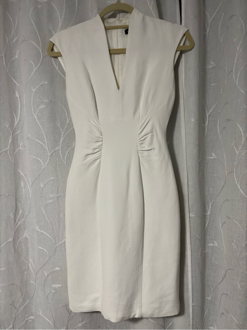Karen Millen Ivory V-Neck Pencil Dress